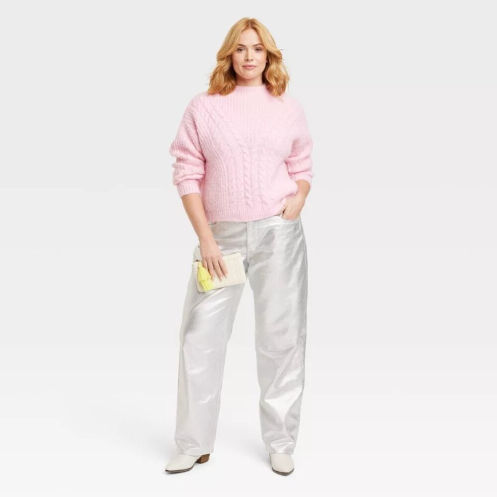 Women's Mid-Rise 90's Baggy Jeans - Universal Thread Metallic Wash - Picture 6 of 11